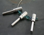 Aluminum Spikes Necklace with Teal Crystal