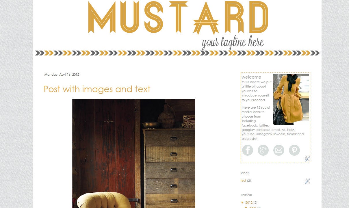 Premade Blogger Template Mustard