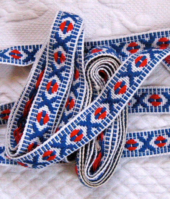 Vintage WOVEN TRIM Red White and Blue 1950s