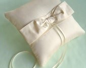 Ivory or White Silk Dupioni Sash Bow Ring Bearer Pillow