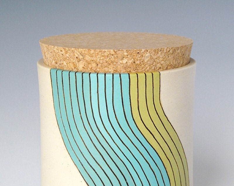 medium cork jar - wave design