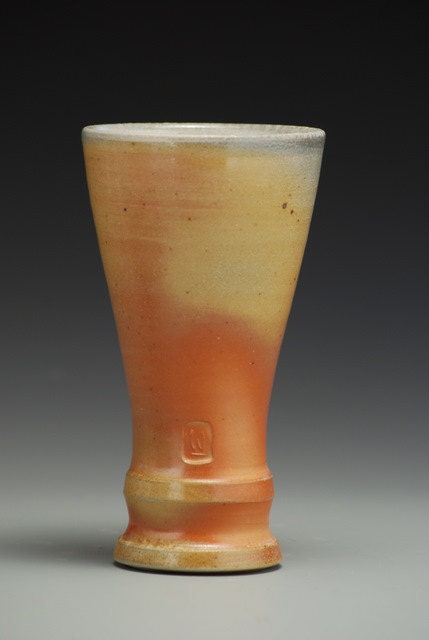 Tumbler, natural colors, wood and soda fired, wheel thrown stoneware