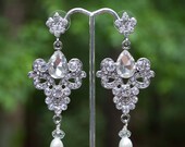 Angelina Vintage Style Rhinestone Earring With Freshwater Pearl Drop