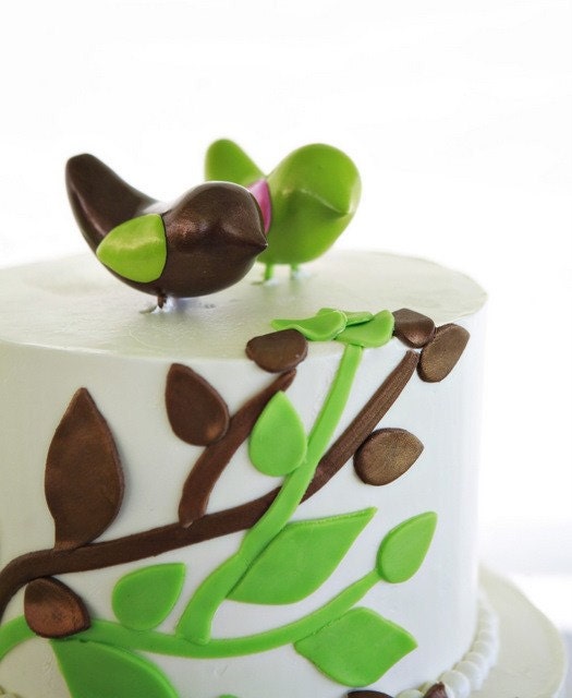 Custom Polymer Clay Bird Cake Topper