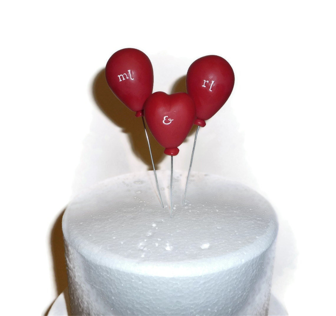 Monogram Balloons wedding cake topper including heart balloon