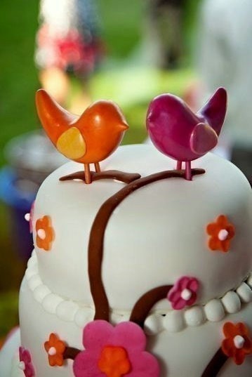 Wedding cake topper-colorful birds