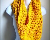 Cowl Circle Scarf- Mustard Citrine Yellow Chunky Extra Large XL Buy one get one