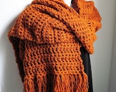 Scarf, Burnt Orange Wrap EXTRA Long and Wide. Custom colors available