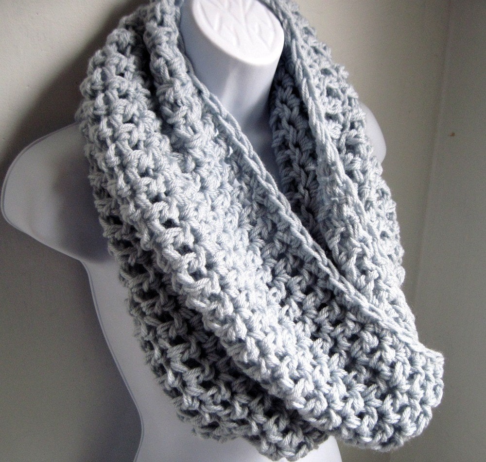 Infinity Scarf  Blue Grey Blue Cowl-  Extra Large Chunky Scarf  "Buy one get one 50% off lowest price"