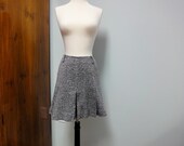 Vintage Mini Skirt Pleated Back, White Herringbone 1970s College Town