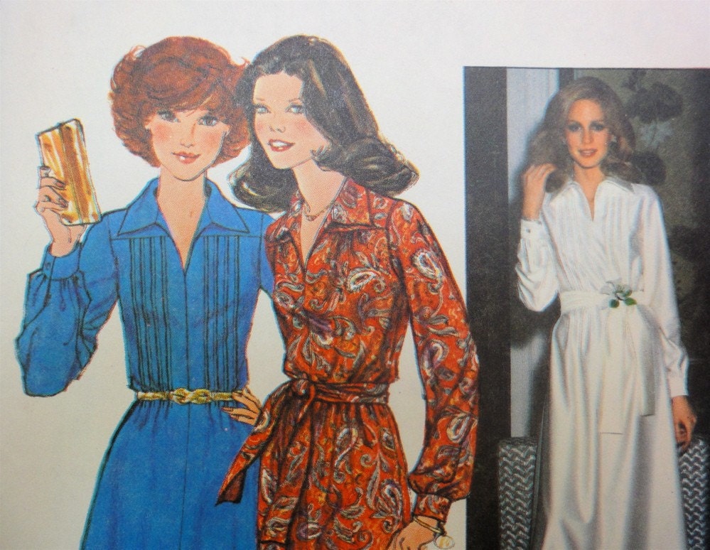 Vintage 1977 Simplicity 8249 Sewing Pattern, Maxi Dress, Short Dress Miss Size 14