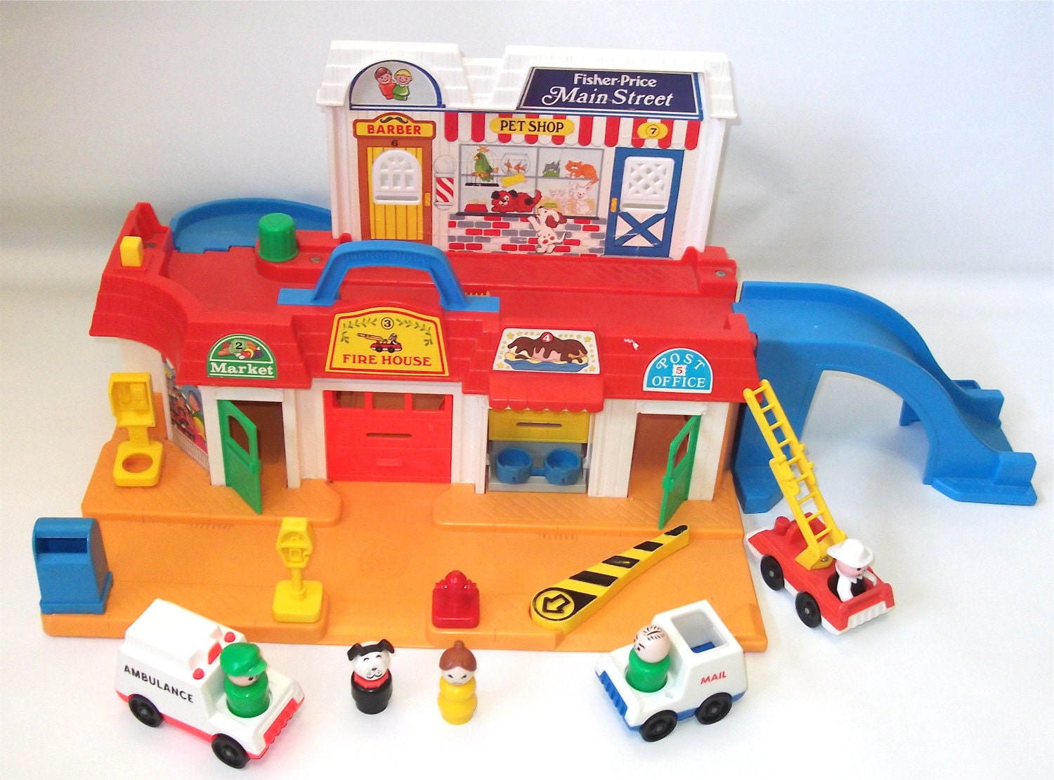 Vintage Fisher Price Play Family Main Street Little People Playset - Vintage Playset