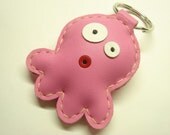 Cookie the Octopus Leather Keychain ( Pink )