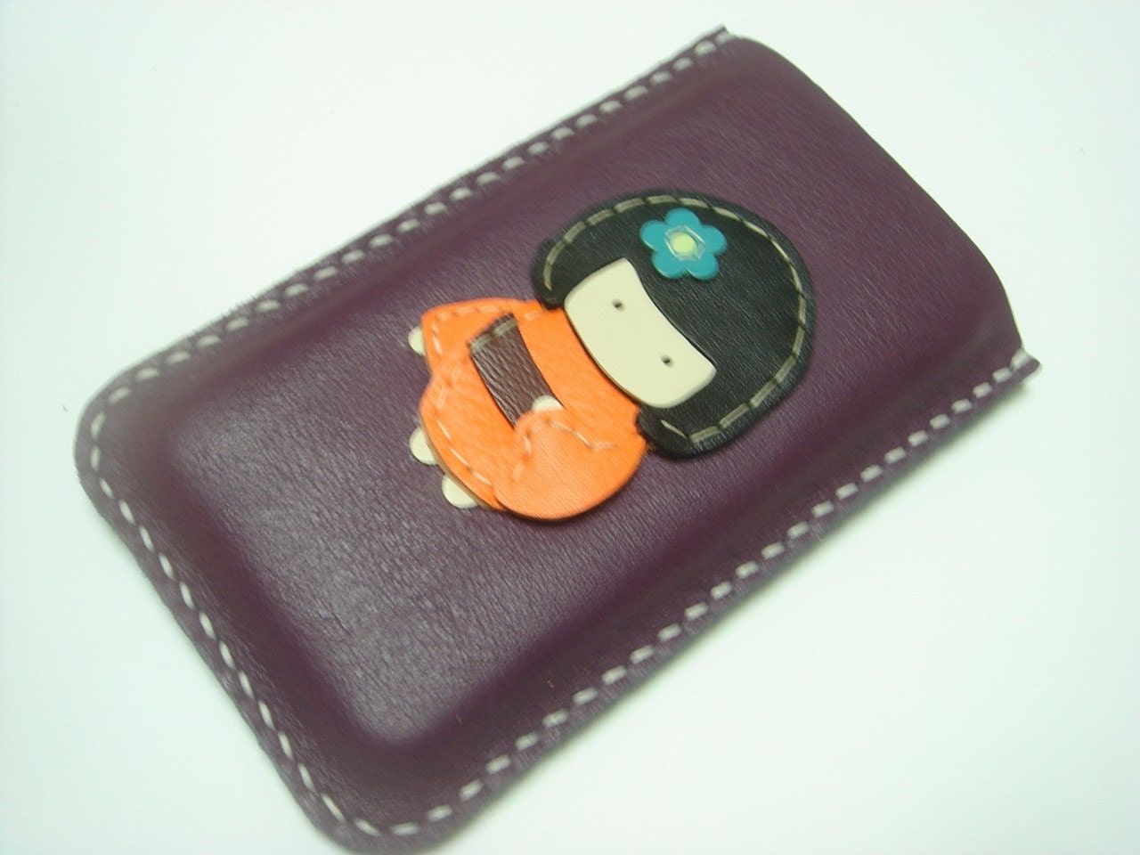 Sakura the Geisha iPhone Leather Case ( Purple )