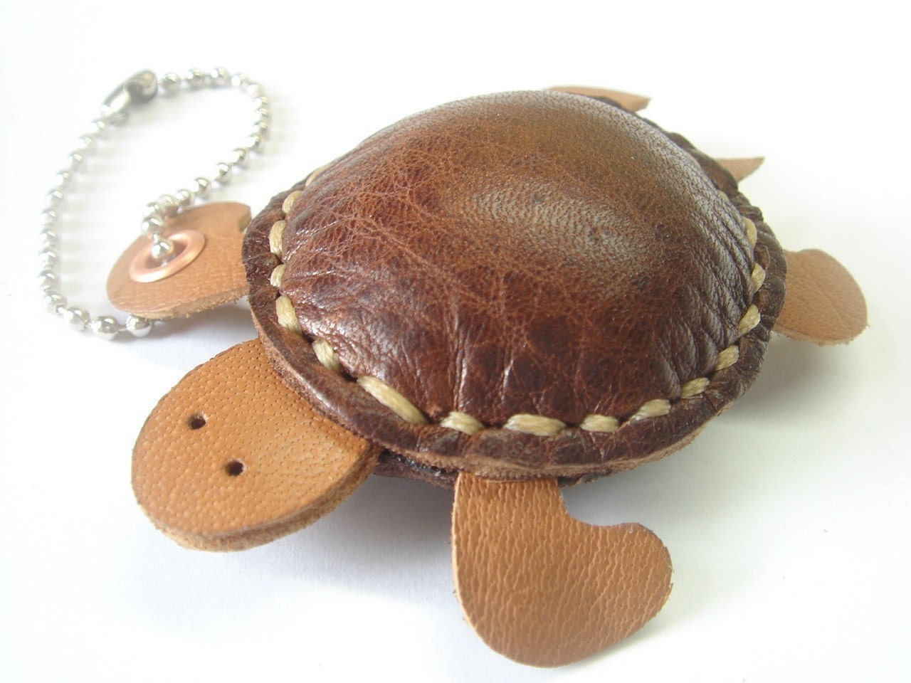 Winny the Turtle Thick Leather Charm ( Brown )