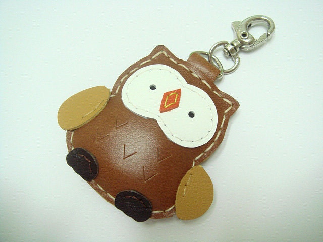 Lovely Fanny the Owl Leather Charm ( Brown )