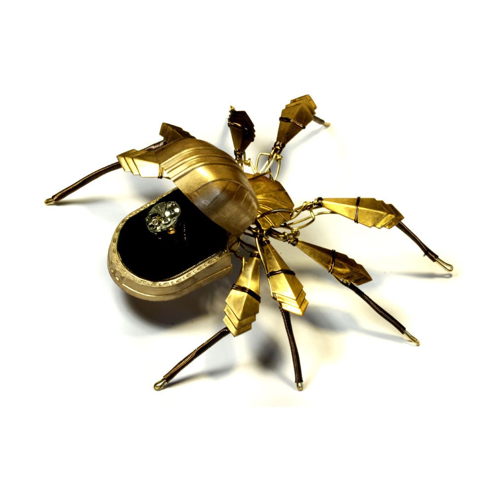 Steampunk Art Deco Spider Ring Box Sculpture
