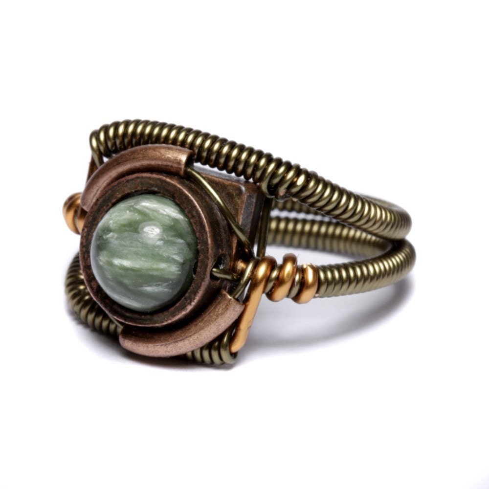 Steampunk Jewelry - RING - SERAPHINITE - Seen on Warehouse 13