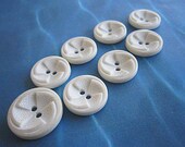 9 Vintage White Decorative Plastic Buttons - 1950s  Pinwheels