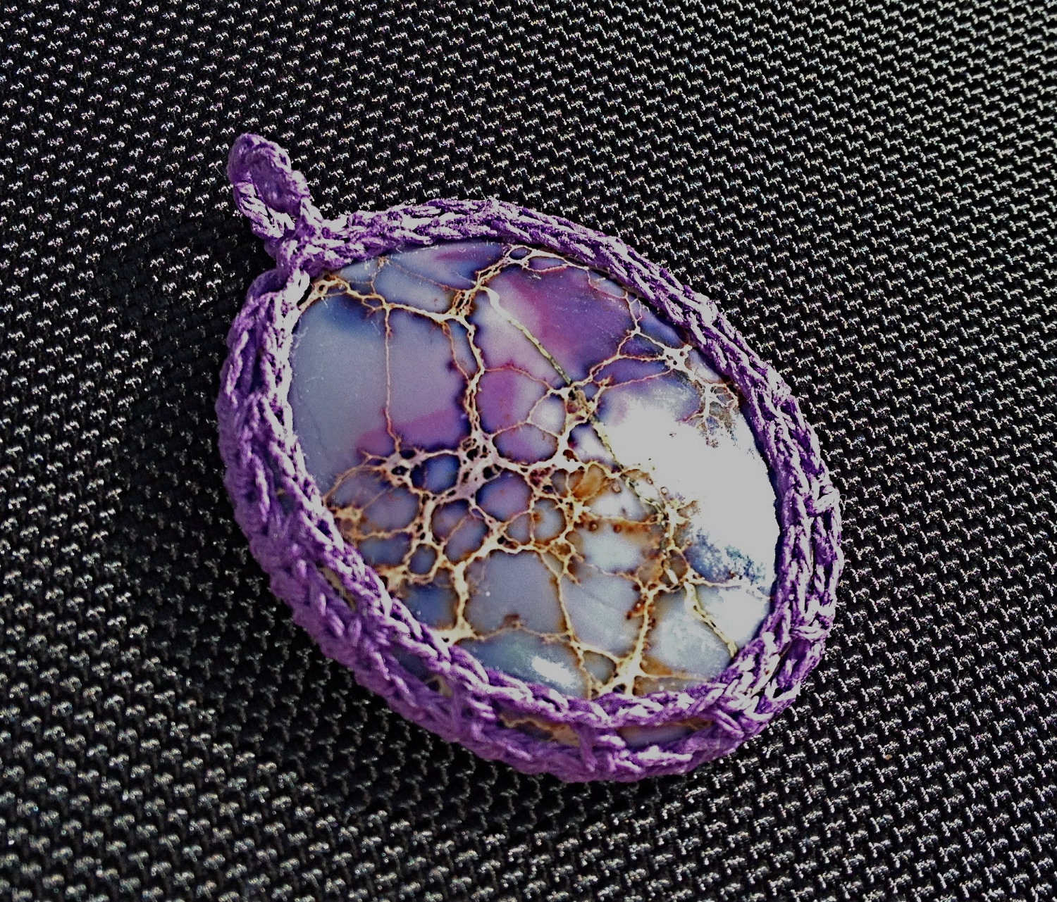 Immediate Download - PDF Crochet Pattern for The Sea Sediment Jasper Frame - Cabochon Jewelry