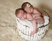 Sweet SugarDrop Buttons Headband - Pink White Flowers - Lace - You CHOOSE COLOR - Skinny Band - Girls Newborns Baby Infant