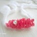 Hampton - Halo Headband Tie Back - Hot Pink Lace Ruffle - White Fiber Wrap Tie Pearl - Girls Newborns Baby Infant Adults - Photo Prop