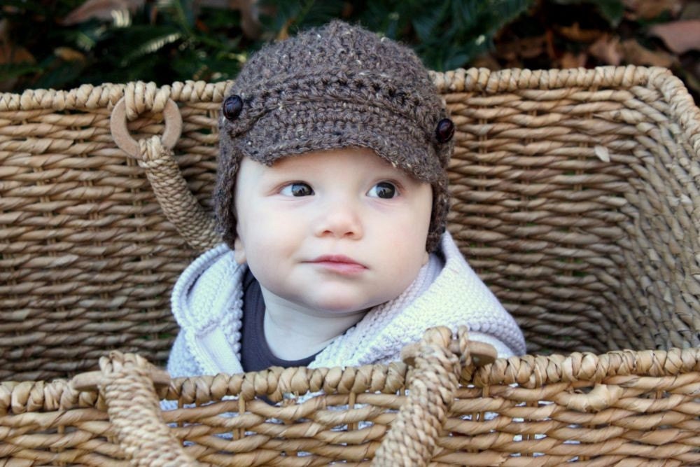 Boys Newsboy Earflap Hat Available In All Sizes and Colors - Size 1-3 years
