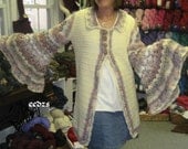 Natural Fibers Technicolor Crocheted Sweater Coat with Molly Weasley Sleeves, Reserved for Traci
