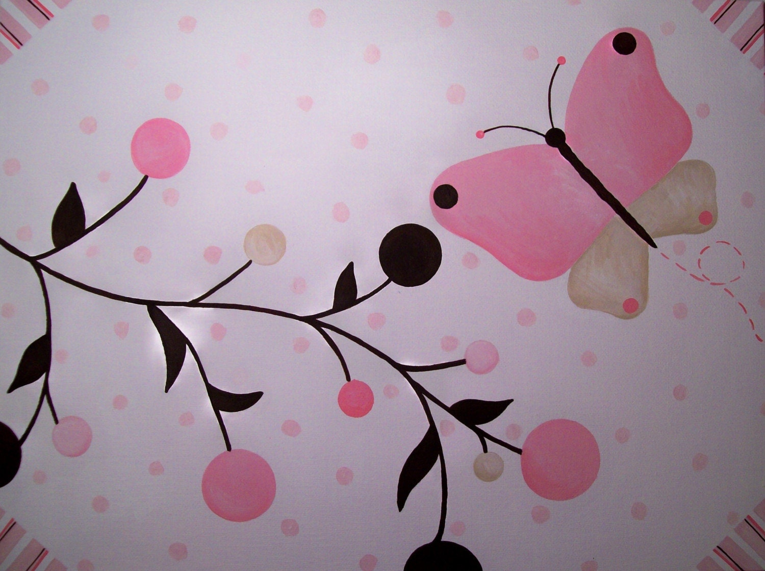 Pink and Brown Butterflies and Polka Dots CUSTOM/SAMPLE