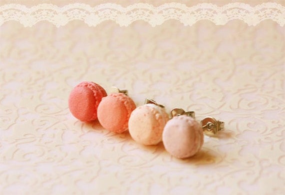 Food Earrings - Macaron Earrings in Dusty Pink Series