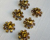 Swarovski Golden Gold Honey Faceted Floral Daisy Crystal Flower Flat Back Half Dome Medallions (6)