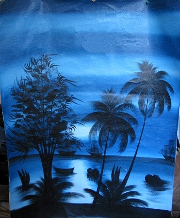 Vintage Tropical Caribbean Canvas Painting Poster