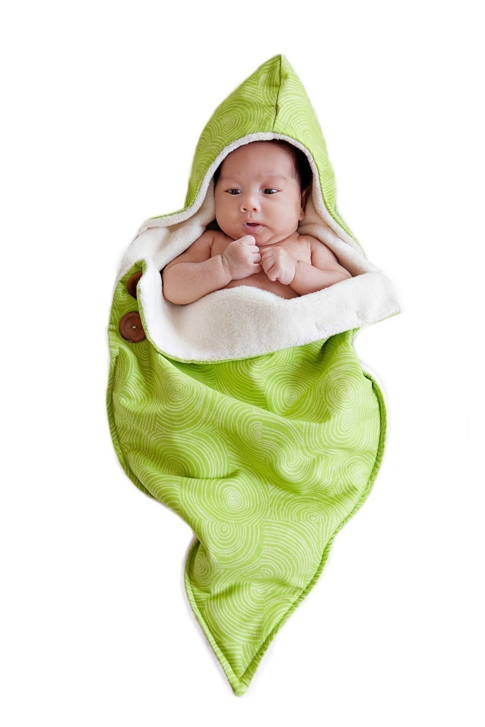 Baby gift blanket- Organic Newborn NOONIE - Green Swirls