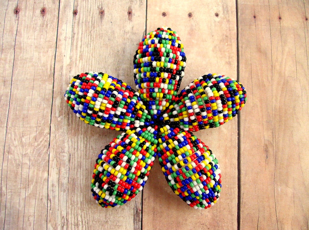 Hair Clip or Brooch Pin Beaded Floral - Paint Splatter - Beaded Flower Hair Clip - Ododo Originals