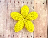 Floral Hair Clip or Brooch Pin - Sunshine Yellow - Beaded Flower Hair Clip - Ododo Originals