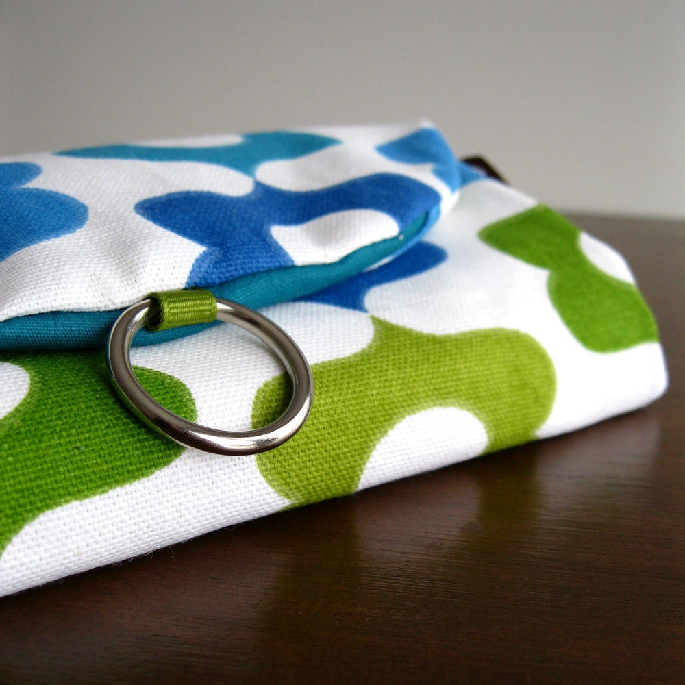 Jewelry Roll Travel Organizer Clutch - Blue Green and Teal