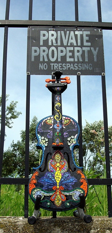 SALE-Shattered Symphony-Original Mosaic Violin Sculpture for the Musician in you.