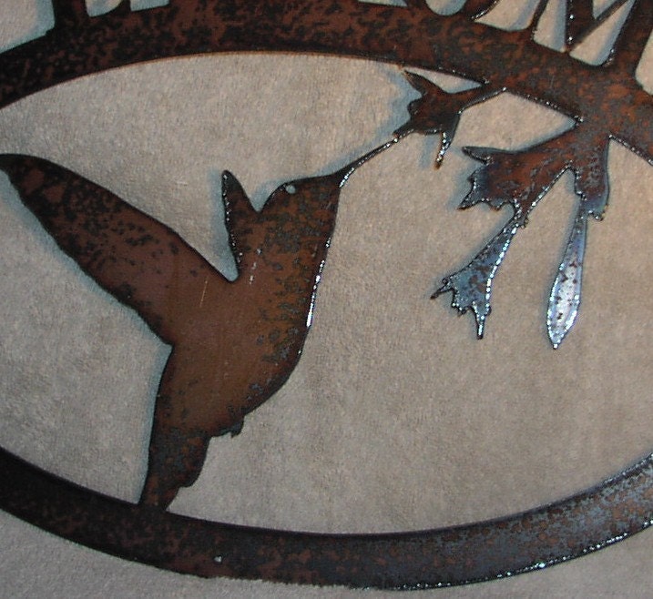 Welcome Hummingbirds- Metal Wall Art Garden Decor- Suitable for Exterior or Interior