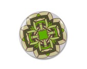 Green flower pinback button, gift under 5, stocking stuffer
