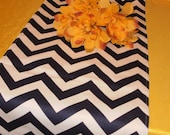 TABLE RUNNER NAVY Zigzag Navy blue and white zig zag Runner Chevron  Nautical Beach Wedding Bridal