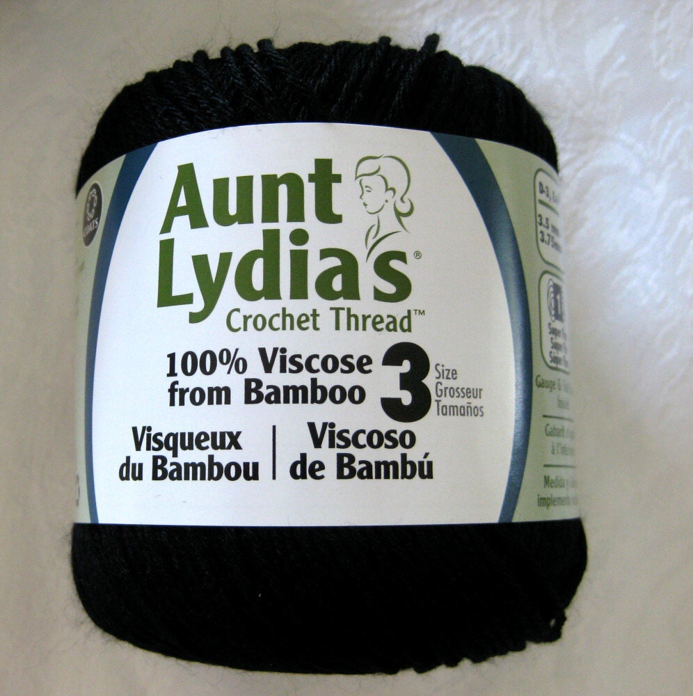 Aunt Lydias Black Bamboo Crochet Thread,  size 3