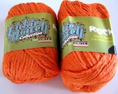 Wool Soysilk Hemp blend yarn,  a bright pumpkin orange,   worsted weight, SWTC ROCK yarn Billy