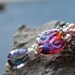 Mystic Topaz, Mauve freshwater pearls,Iridiscent Lampwork bead in sterling silver necklace - Purple Opal
