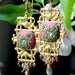 Multi Tundra Sapphire, Ruby and labradorite gemstone earrings on lovely brass finding - Clay floral earring - Chanson du printemps