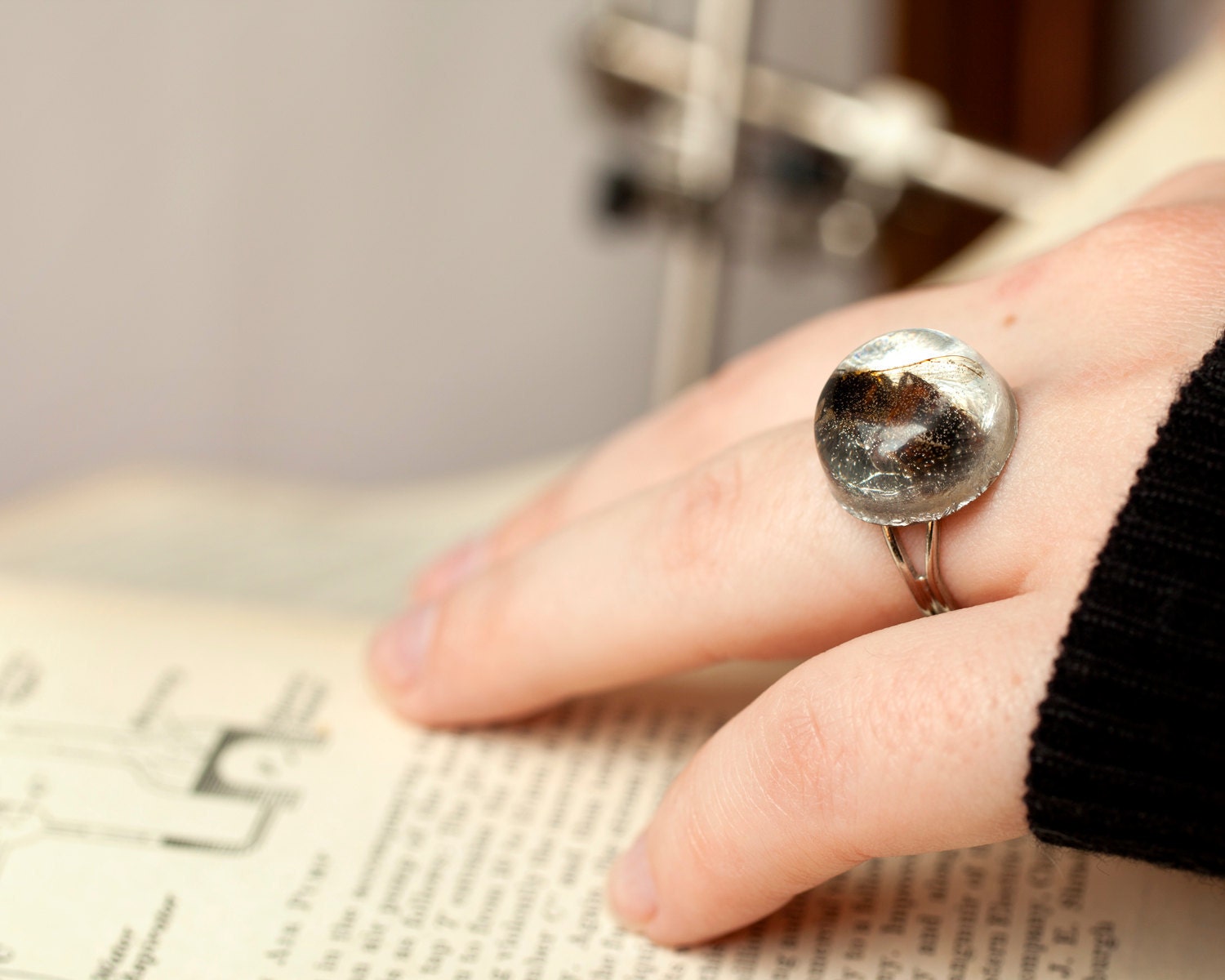 Real Bee Ring in Silver, Colony Collapse Jewelry, Small Round Size