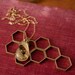 Gold Colony Collapse Real Bee Necklace, Small Teardrop