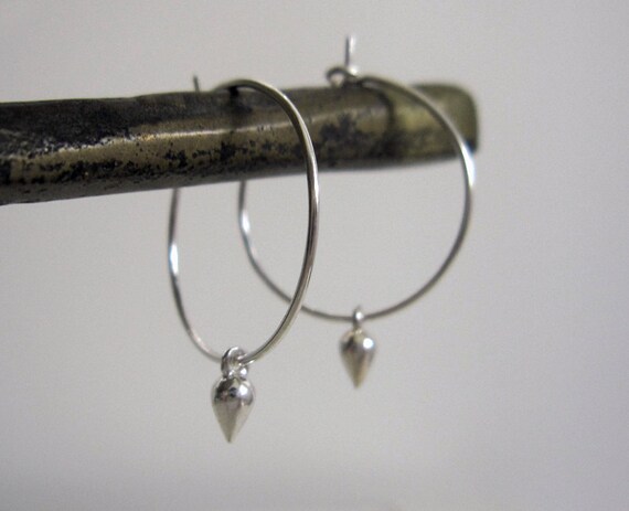 Sterling Silver Hoop Earrings - silver dangle earrings, small hoop earrings