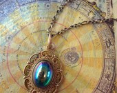 Aquamarine Blue Vintage Glass Necklace