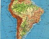 Vintage Map of SOUTH AMERICA