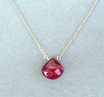 ruby pendant on 14k gold chain by rockedjewelry